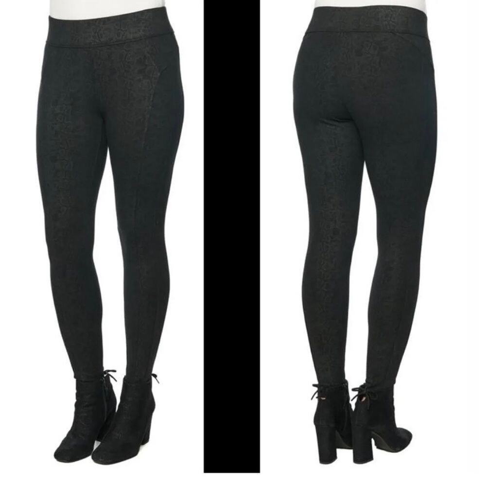 Democracy Glider Black Snake Print Python Leggings Size L Edgy Gothic Grunge Emo